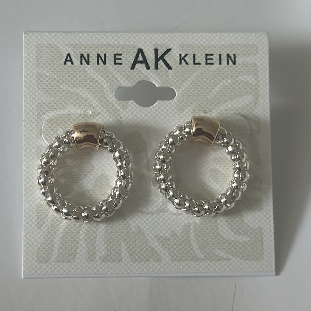 Anne Klein Gold and Silver Crystal Stud Earrings